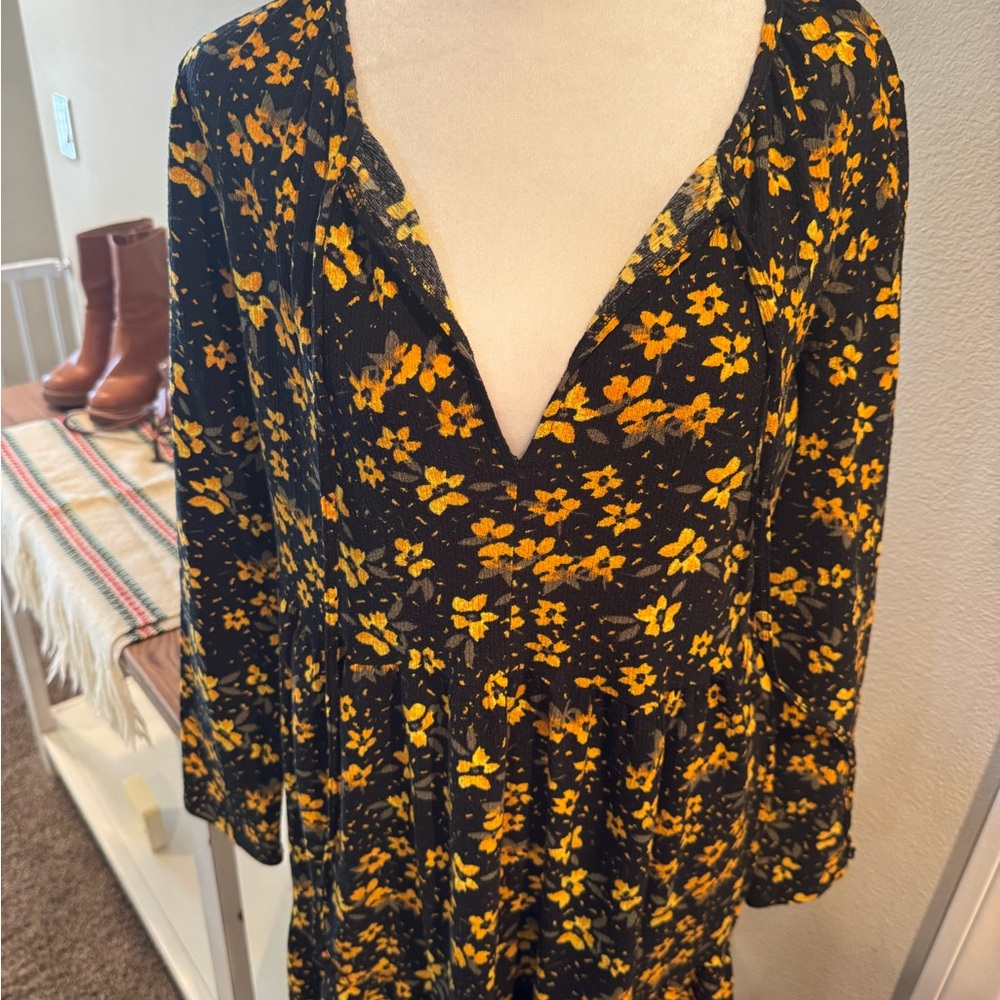 Free People Black Floral Long Sleeve Dress - Picture 9 of 12